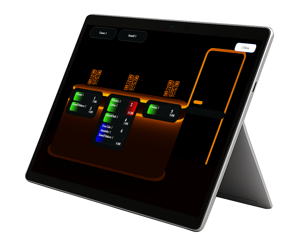 iPad tablet for bar staff managing QBar orders